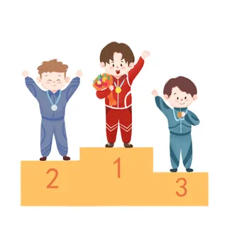 运动员站在领奖台上手拿鲜花金牌场景北京冬奥会元素