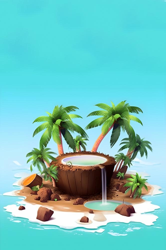 夏日椰子海岛蓝色背景(2000x3000)