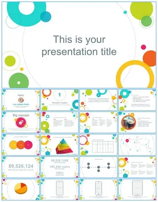 活力多彩圆圈泡泡欧美范工作总结报告ppt模板