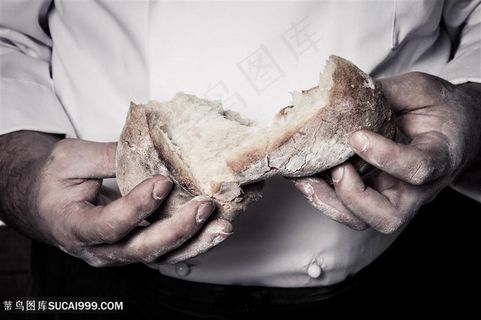 撕开面包高清图片