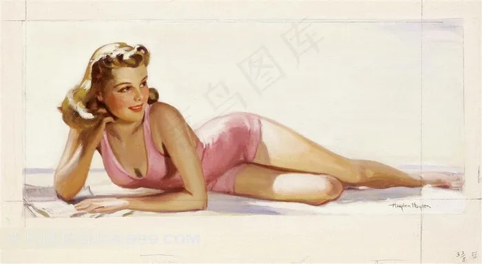 复古欧美美女插画设计素材