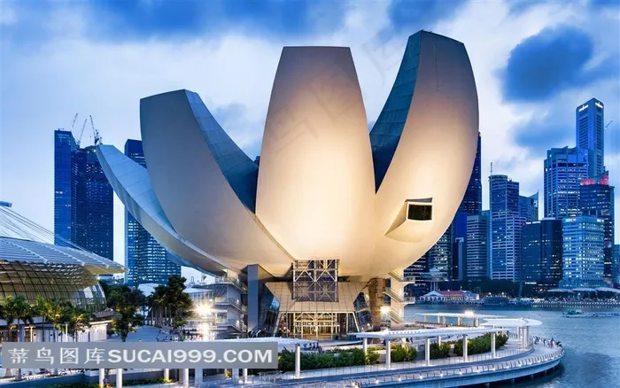 新加坡迷人城市夜景摄影图片