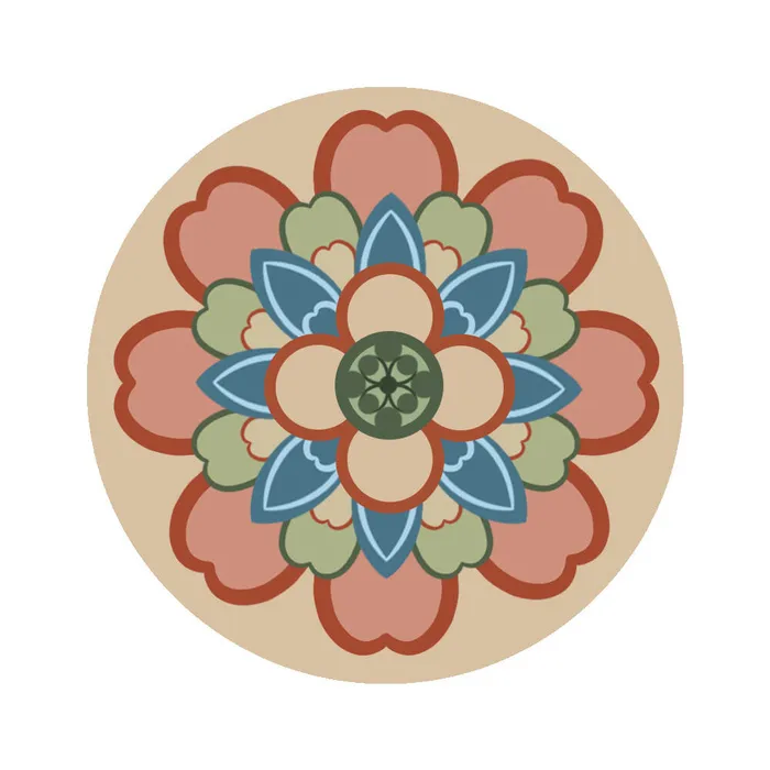 复古中式国潮风敦煌花纹装饰图案花卉藻井肌理圆形边框素材(1000x1000)psd模版下载
