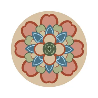 复古中式国潮风敦煌花纹装饰图案花卉藻井肌理圆形边框素材