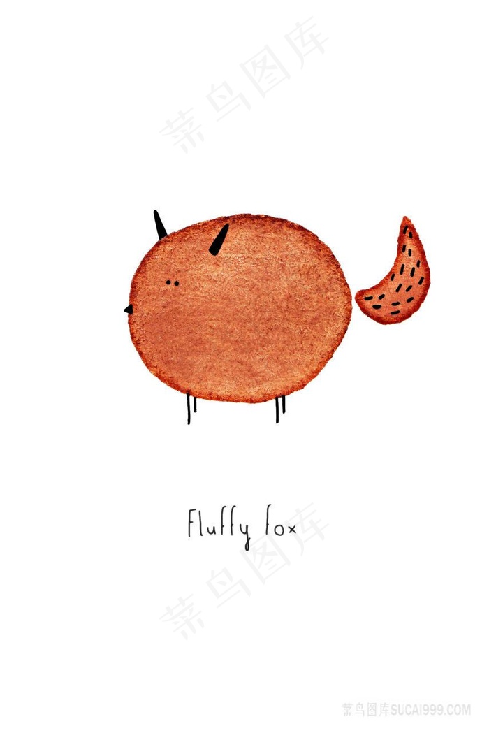 简约狐狸水彩插画