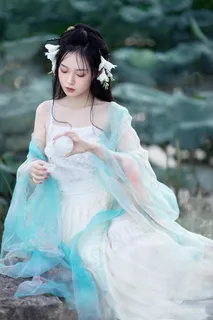 清纯古装白衣写真少女户外图片