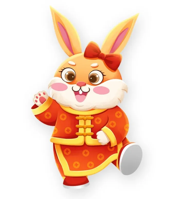 免抠喜庆兔子psd模版下载