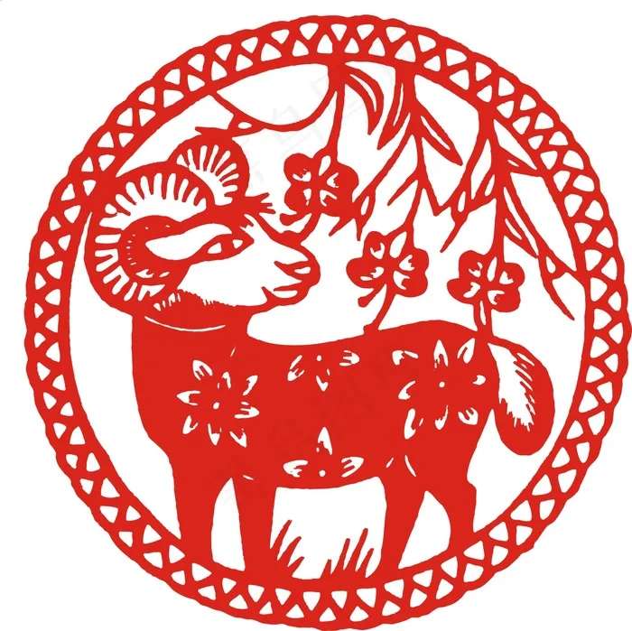2022元旦新年剪纸羊cdr矢量模版下载