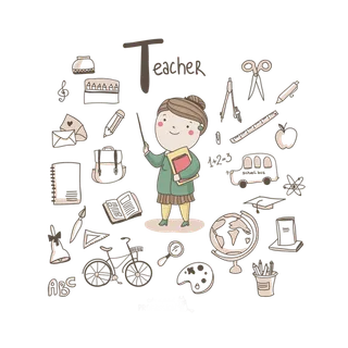 教师卡通情人节