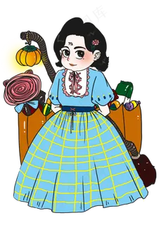 万圣节节日卡通素材小女孩