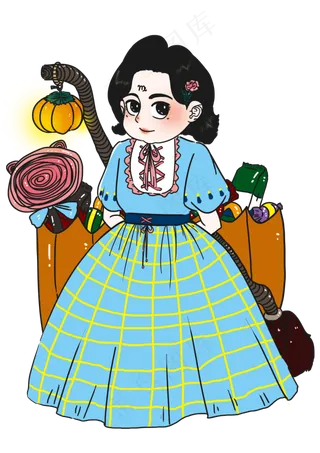 万圣节节日卡通素材小女孩