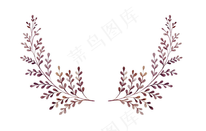 羽翼状水彩紫色蕨类植物