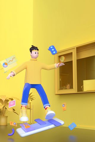 c4d商务人物3D立体黄色