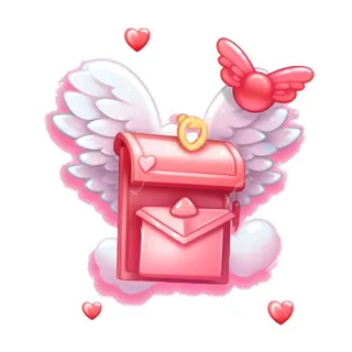 爱心白云信封情人节免抠