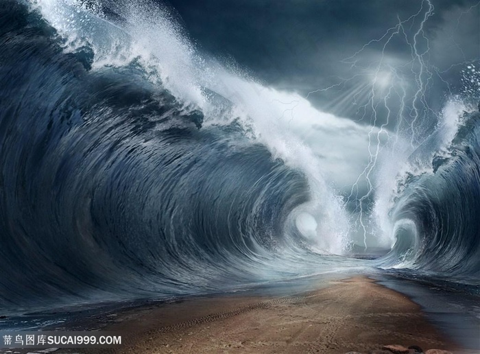 创意巨大的海浪海啸