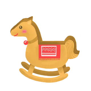 木马玩具剪贴画儿童节幼儿园插画