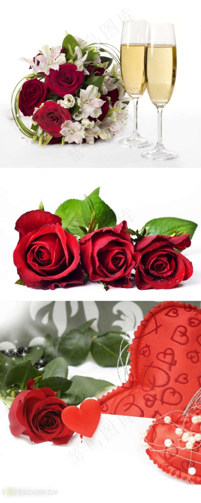 红玫瑰酒杯心形摄影素材