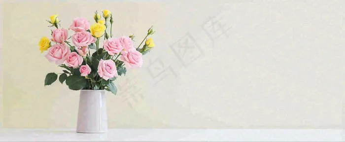 桌面花瓶花束简约情人节花束室内装饰摄影图(1712x704)