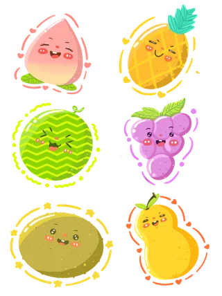 多种卡通手绘水果