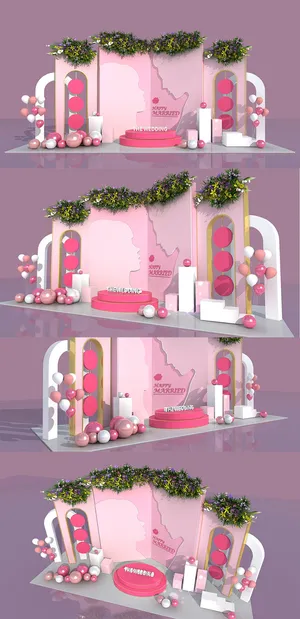 浪漫粉色婚礼迎宾区美陈婚礼美陈