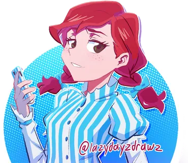 红色马尾女孩素材简笔