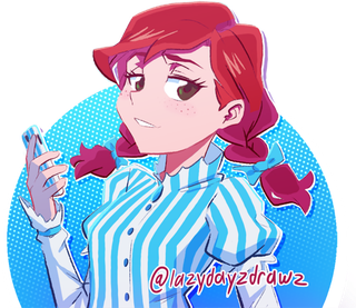 红色马尾女孩素材简笔