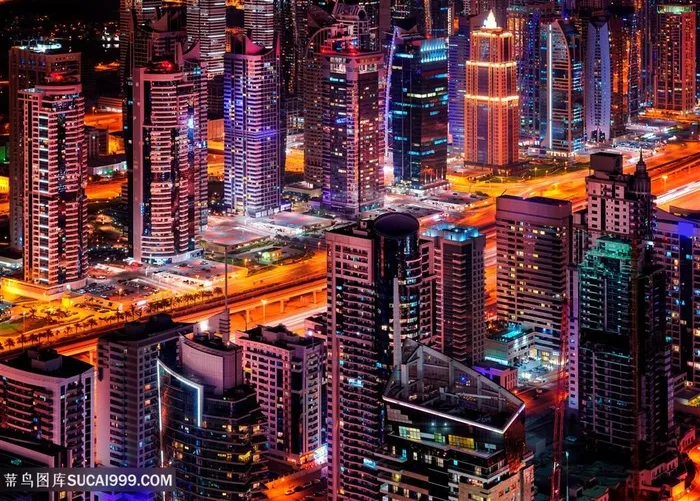 都市夜景鸟瞰高清图片