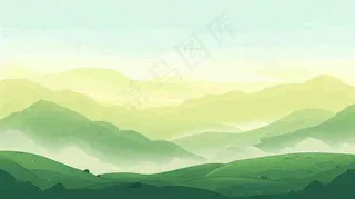 绿色延绵山脉意境国风
