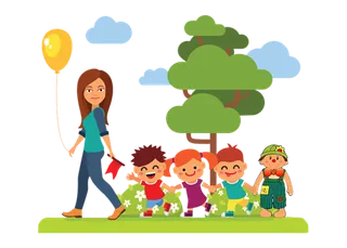 郊游户外老师孩子卡通少儿兴趣班