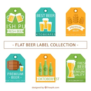 免抠彩色啤酒标签