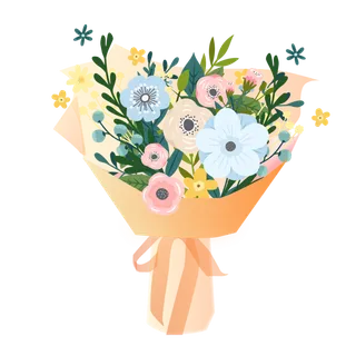 鲜花花束送花扎花单层免抠