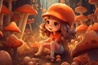 儿童橙色蘑菇炫酷背景