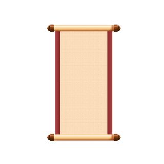 复古中国风卷轴元素手绘画轴文本标题框PSDAI素材模板png免扣图