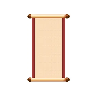 复古中国风卷轴元素手绘画轴文本标题框PSDAI素材模板png免扣图