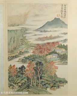清代画家王时敏杜甫诗意图秋山红树国画图片 清代画家王时敏杜甫诗意图秋山红树国画图片