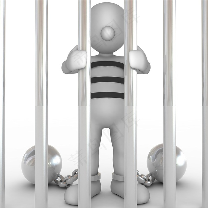 3D白色小人坐牢