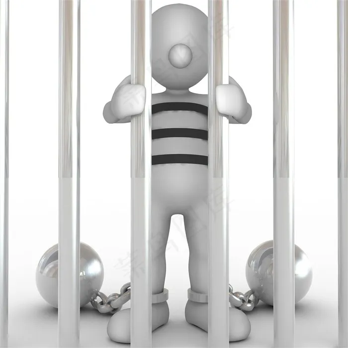 3D白色小人坐牢