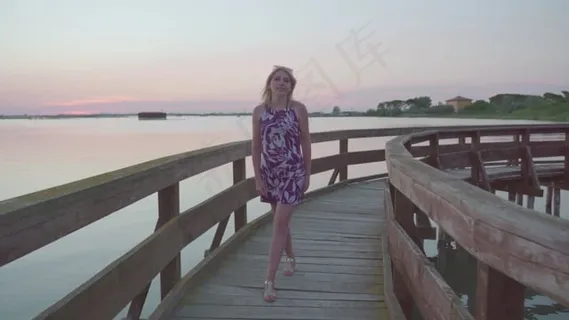 女士, 模型, 码头, 海, 海滩, 年轻, 女孩, 夏天