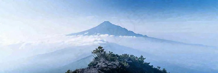 高山云层冰山雪山云雾意境，自然风景摄影图(1904x640)