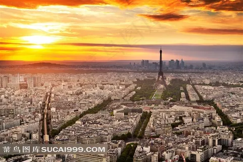 法国巴黎城市鸟瞰摄影高清图片