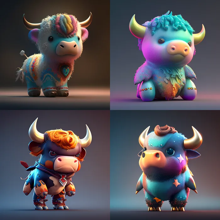吉祥物，卡通3D牛