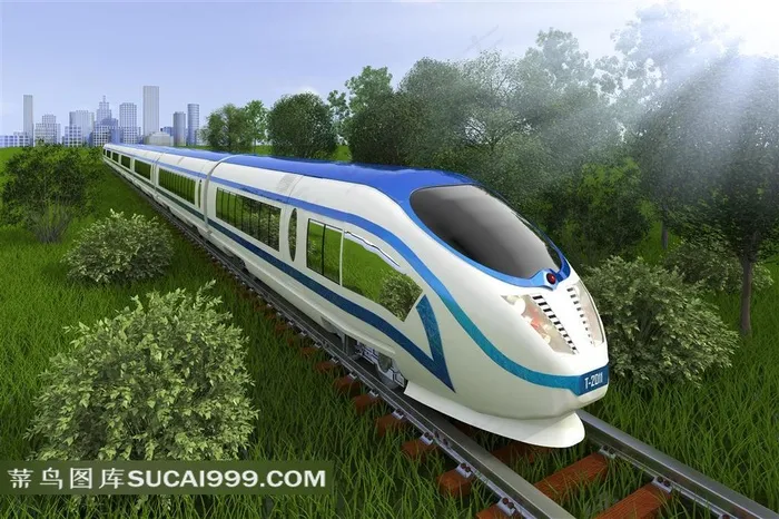 高清动车在森森中穿行图片素材