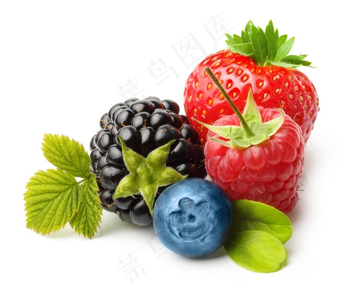 新鲜的水果草莓蓝莓高清图