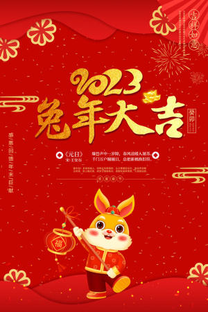 红色喜庆兔年新年促销海报 3
