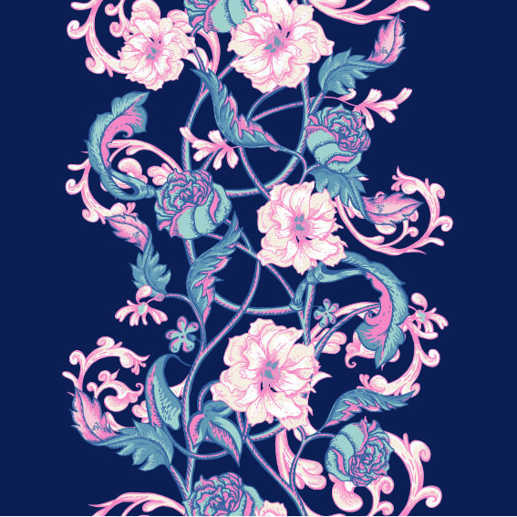 花卉唯美手绘花朵面料纹理手机壳布料面料印花服装矢量图案素材