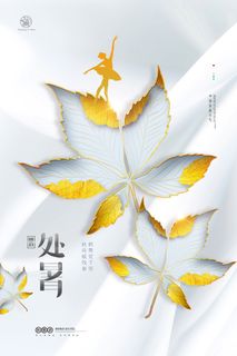 简约意境秋色舞蹈处暑海报