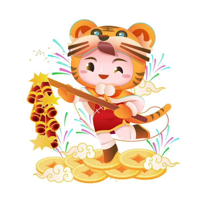 手绘2022虎年新年春节卡通老虎形象IP插画元素AI设计素材图案ai矢量模版下载