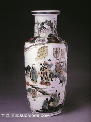传统历史人物画瓷瓶高清素材