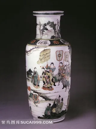 传统历史人物画瓷瓶高清素材