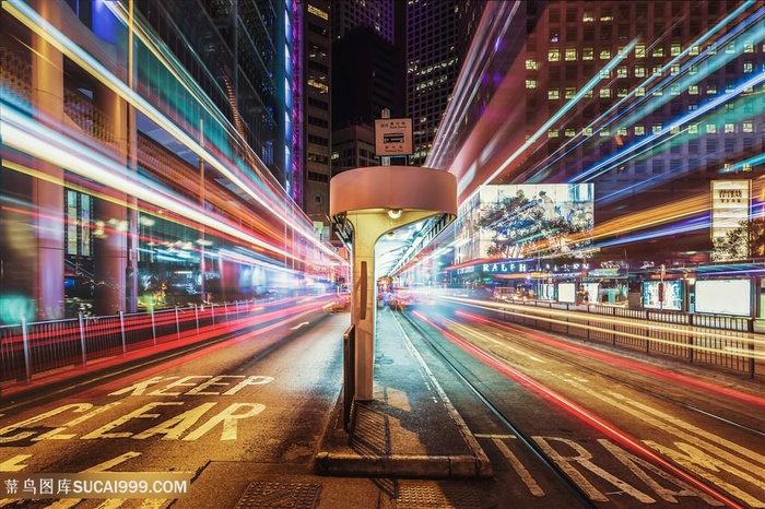 繁华城市街头夜景图片